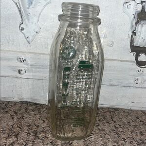 Vintage Clear Half Pint Glass Milk Bottle with Green Graphics: Middleton, MD